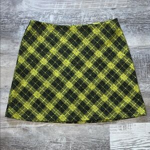 Zara Yellow and Black Plaid Mini Skirt